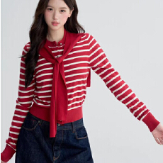 批发新年红披肩绑带<b class='q'>针织</b>衫女秋季2026新款长袖内搭<b class='q'>开衫</b>修身慵懒上衣