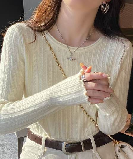 2026 봄 여름 질감 다용도 니트 기본 셔츠 디자인 센스 작은 대중 맨위 라운드 넥 프릴 소매 입안에서 가져 가라.