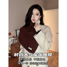 批发围脖女冬季高级感拼接针织开叉气质穿搭披肩斗篷外搭保暖防寒围巾