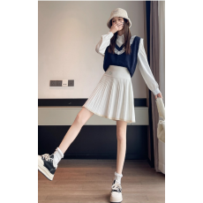 批发包心纱甜美蕾丝花边百褶裙秋新款高腰<b class='q'>显瘦</b>A字短裙针织半身裙