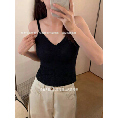 批发法式性感蕾丝吊带文胸背心女秋<b class='q'>冬</b>款自带胸垫磨毛保暖内搭打底上衣