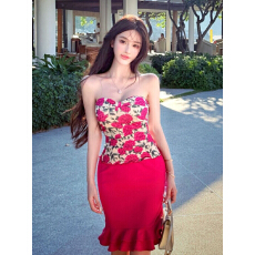 批发纯欲性感印花抹胸针织背心女夏季修身显瘦轻熟御姐<b class='q'>时尚</b>百搭上衣