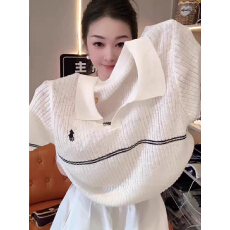 冰爽丝洗水韩系温柔减龄白色上衣女2026夏休闲时尚翻领针织衫