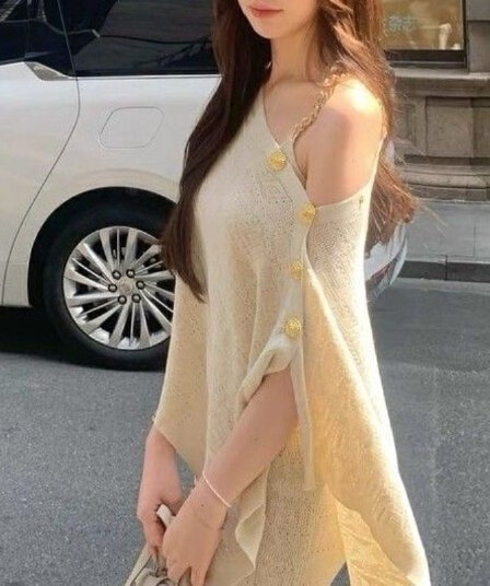 얼음 차가운 실크 캐노피 숄 망토 슬립 치마 패션 투피스 세트 고급 센스 품격 오프숄더 골드 버클 업 의류
