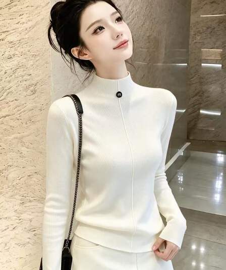 한 부서 착용 가져 가라. 기본 셔츠 중 터틀넥 긴팔 니트 스웨터 여성 이른 봄 품격 인사이드 가져 가라. 빛 사람들 부드러운 코치 착용 가져 가라.