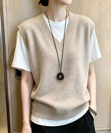가을 겨울 새로운 V넥 민소매 조끼 조끼 여성 스웨터 코트 베스트