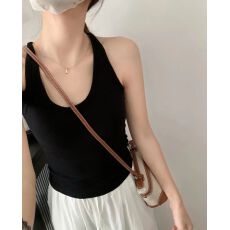 批发高级感气质纯色挂脖<b class='q'>吊带</b><b class='q'>背心</b>女夏季新款修身显瘦短款<b class='q'>露</b><b class='q'>脐</b>百搭上衣