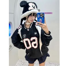 批发<b class='q'>韩国</b>chic早秋新款美式复古长袖t恤女速干球衣T恤宽松休闲<b class='q'>情侣</b><b class='q'>上衣</b>
