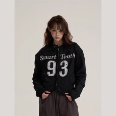 批发韩国chic美式复古辣妹字母印花<b class='q'>网纱</b>外套女新款宽松休闲百搭<b class='q'>上衣</b>潮