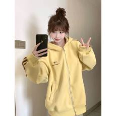 批发韩国chic秋冬新款连帽开衫<b class='q'>卫衣</b>女韩版<b class='q'>宽松</b>慵懒风加绒加厚开衫外套