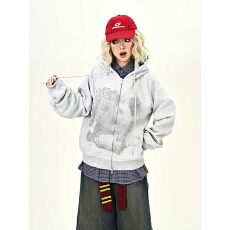 批发韩国chic秋冬新款连帽开衫<b class='q'>卫衣</b>女韩版<b class='q'>宽松</b>慵懒风加绒加厚开衫外套