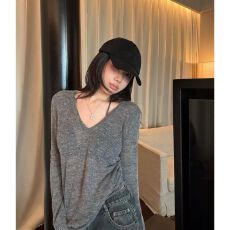 韩国chic纯欲V领百搭针织打底衫秋冬修身毛衣独特内搭羊毛上衣潮