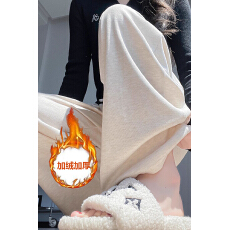 批发韩国chic加绒加厚阔腿裤<b class='q'>秋</b>冬2025新款宽松bf慵懒风休闲针织糯米裤