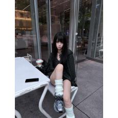 批发韩国chic新款加绒加厚条纹连帽开衫卫衣女秋冬宽松慵懒风外套潮