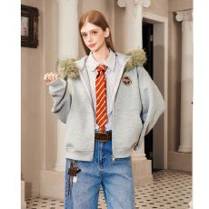 批发<b class='q'>韩国</b>chic原版拆卸毛领原版做工美式学院风外套开衫男女<b class='q'>情侣</b><b class='q'>秋</b>新款