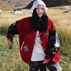 批发<b class='q'>韩国</b>chic好质量高克重毛呢加厚皮袖 棒球服外套男女春秋<b class='q'>情侣</b><b class='q'>夹克</b>