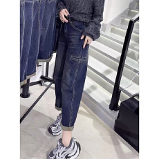 批发大码胖mm美式复古<b class='q'>哈伦</b><b class='q'>牛仔</b>裤女春秋新款宽松显瘦九分老爹阔腿裤子