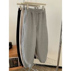 韩国chic新款美式复古宽松大码拼接直筒鱼嘴弯刀裤加绒休闲卫裤潮