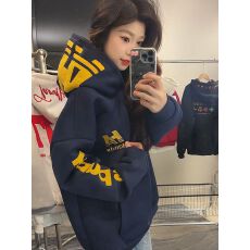 批发<b class='q'>韩国</b>chic秋冬新款长袖刺绣连帽<b class='q'>卫衣</b>女韩版美式宽松加绒加厚外套潮