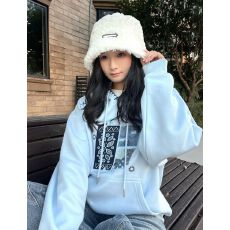 批发<b class='q'>韩国</b>chic秋冬新款长袖订珠刺绣连帽<b class='q'>卫衣</b>女美式宽松加绒加厚外套潮