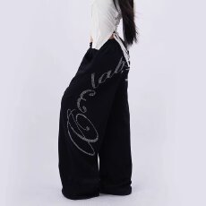 批发<b class='q'>韩国</b>chic美式复古春秋嘻哈爵士舞松紧阔腿裤休闲卫裤高街运动裤潮