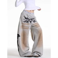 批发韩国chic爵士嘻哈运动<b class='q'>休闲裤</b>美式卫裤宽松直筒垂坠感拖地裤阔腿裤