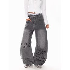 韩国chic美式复古新款水洗设计工装牛仔裤男女中腰休闲牛仔直筒裤