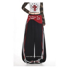 批发好质量美式新款辣妹屁帘拼接爵士舞裤女<b class='q'>设计</b>感松宽松显瘦休闲裤潮