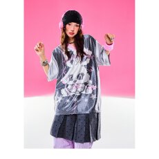 批发美式复古夏季新款复古棉麻印花上衣女宽松文艺复古休闲短袖T恤潮