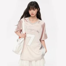 批发<b class='q'>欧美</b>2026夏季新款球衣短袖<b class='q'>T</b><b class='q'>恤</b><b class='q'>女</b>宽松休闲百搭运动美式复古上衣潮