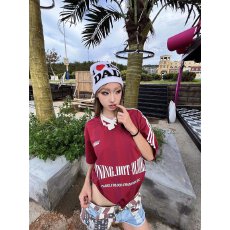 批发美式复古字母三条杠短袖棒球<b class='q'>运动</b>风撞色男女夏季2025新款半袖<b class='q'>上衣</b>