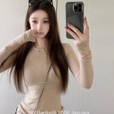 批发纯欲风蕾丝拼接长袖<b class='q'>打底</b>衫宽松显瘦女2026春夏季修身性感辣妹<b class='q'>上衣</b>