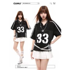 批发美式休闲短袖T恤<b class='q'>情侣装</b>夏季新款ins时尚百搭网眼拉杠球衣运动宽松