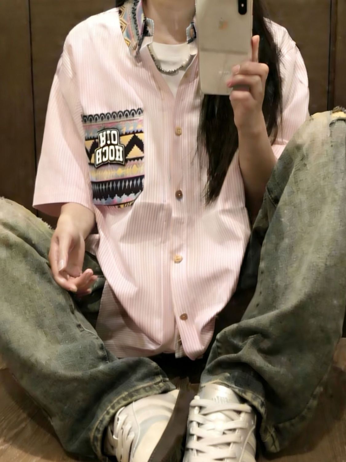 아메리칸 레트로 셔츠 스트라이프 반팔 셔츠 여름 새로운 루즈핏 출퇴근 트렌드 한국 스타일 아메리칸 맨위 디자인