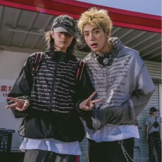 批发冰丝皱防晒衣美式复古连帽拉链开衫男女外套春夏新款宽松休闲上衣