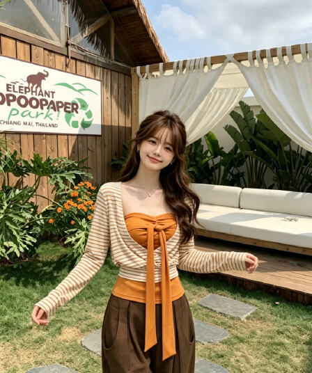 패션 세트 주황색 깊은 V 넥 스트라이프 블라우스 여성 여름 핫걸 몸매 가꾸기 스트랩 튜브탑 작은 조끼 투피스 세트