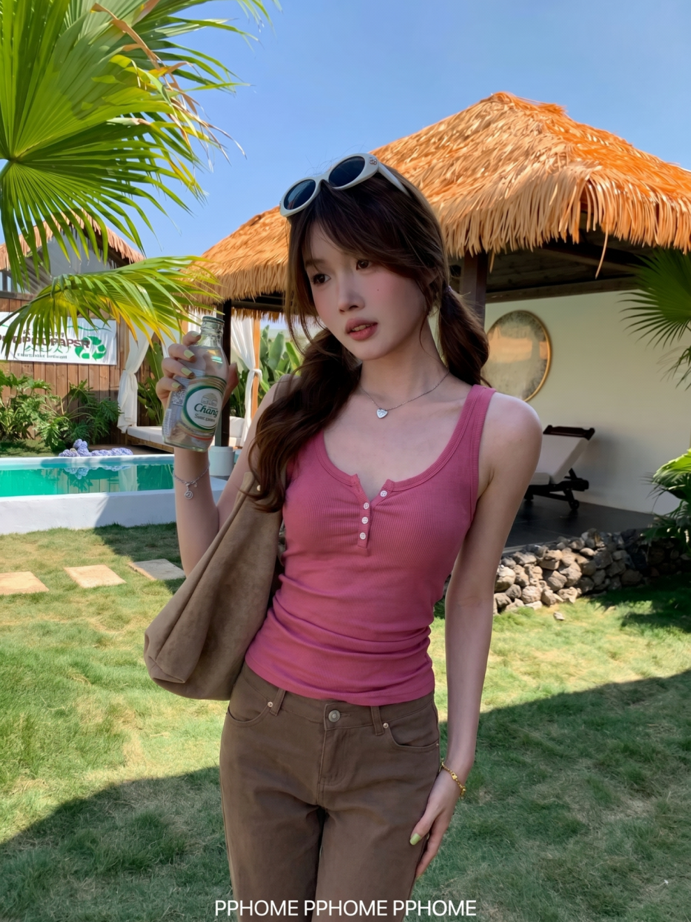 아메리칸 레트로 u 칼라 단추 하프 열기 민소매 허리 수축 조끼 여성 몸매 가꾸기 인사이드 가져 가라. 외출용 여름 새로운 맨위