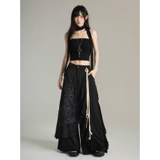 批发两件套韩版美式夏季新款抹胸上衣裤裙个性舞蹈穿搭阔腿裙裤<b class='q'>套装</b>女