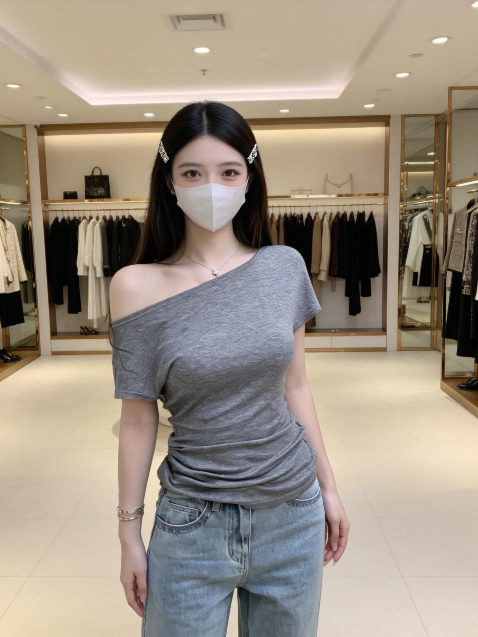 한국 스타일 아메리칸 순수한 욕망 핫걸 비스듬한 어깨 반팔 티셔츠 여성 새로운 여름 허리 수축 슬림해 보이는 쇼트 스타일 맨위 다용도 트렌디