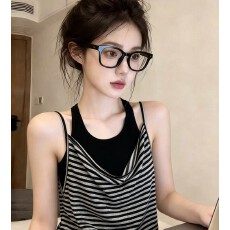 批发天丝雪花条纹吊带搭配无袖背心两件套女夏季韩系漂亮叠穿<b class='q'>设计</b>上衣