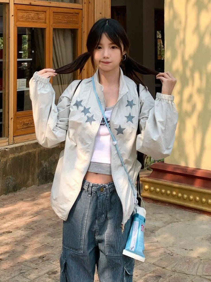 일본식 스탠드 칼라 얇고 가벼운 자외선 차단 재킷 여자 여름 루즈핏 캐주얼 디자인 센스 통기성 국방 자외선 자외선 차단 의류
