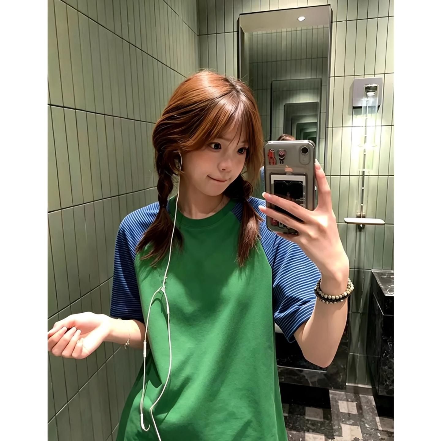 한국 스타일 아메리칸 핫걸 배색 패치워크 반팔 티셔츠 여성 2026 여름 새로운 몸매 가꾸기 슬림해 보이는 맨위 트렌디