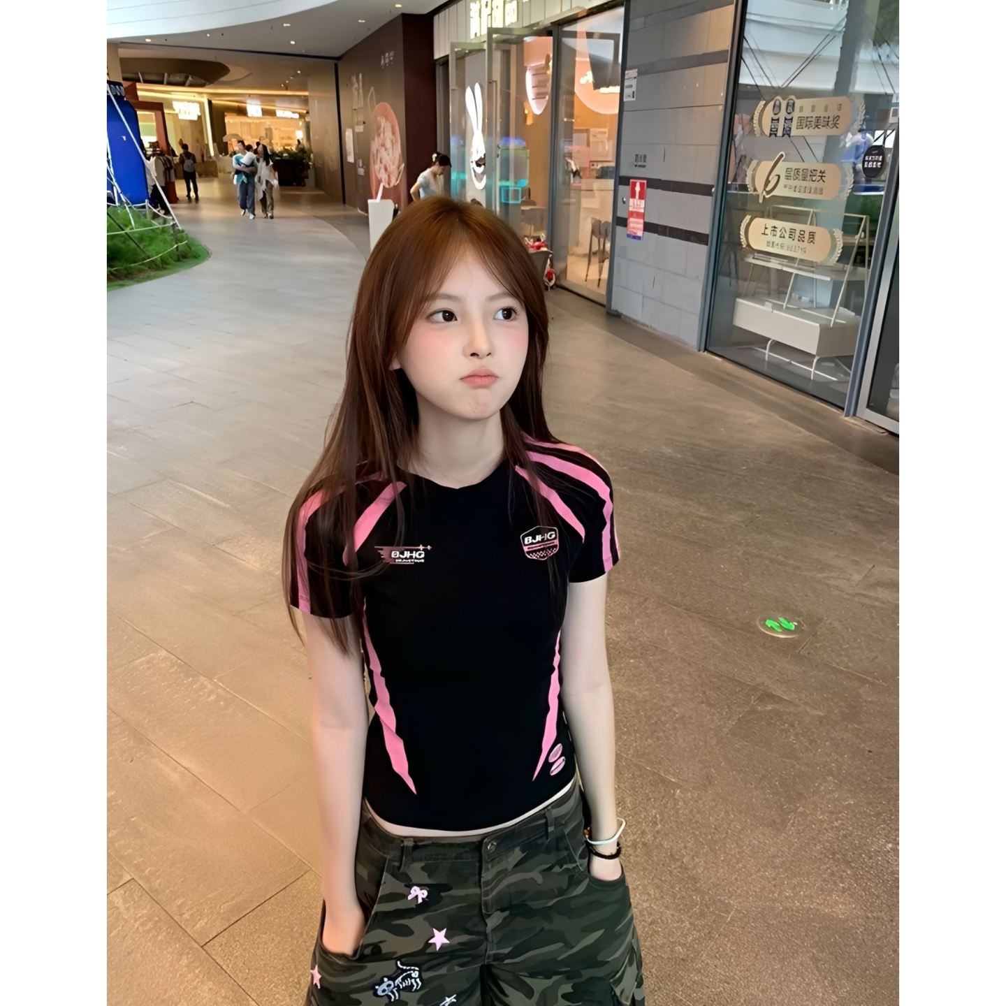 한국 스타일 아메리칸 핫걸 바람 패치워크 반팔 티셔츠 여성 2026 여름 새로운 몸매 가꾸기 슬림해 보이는 다용도 맨위 트렌디