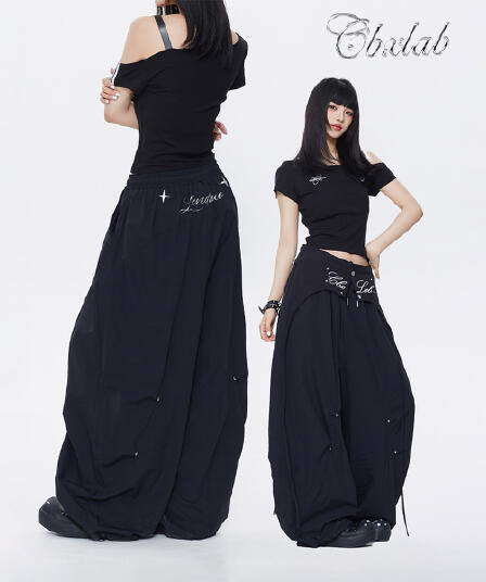 한국 chic 여름 아메리칸 금속 별 속도 건조한 풍선 긴 바지 웃음 하 춤추기 oversize 캐주얼 바지 여성