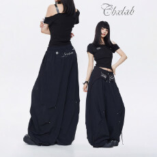 批发韩国chic夏季美式金属星星速干气球长<b class='q'>裤</b><b class='q'>嘻哈</b>跳舞oversize休闲<b class='q'>裤</b>女