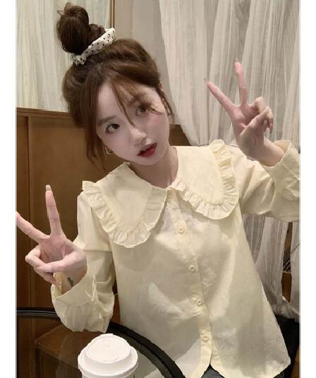 베이비 칼라 셔츠 여성 의류 디자인 센스 작은 대중 가을 2026 새로운 프랑스식 부드러운 Chic 고급 긴팔 맨위