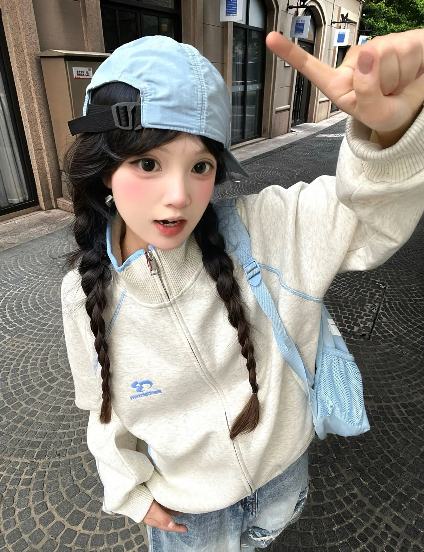 자수 후드 가디건