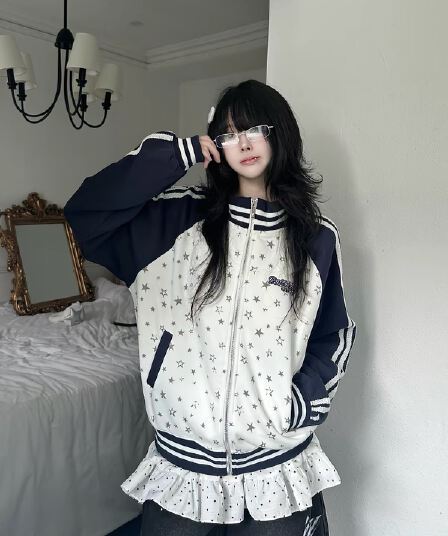 한국 chic 아메리칸 레트로 가을 겨울 새로운 리본 자수 후드 티 스웨터 여성 루즈핏 오픈 가디건 지퍼 재킷 트렌디