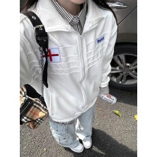 批发韩国chic美式复古秋冬新款后背毛巾绣拉链立领卫衣男女修身<b class='q'>外套</b>潮