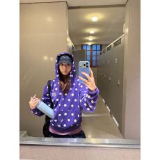 批发<b class='q'>韩国</b>chic美式复古秋冬新款波点刺绣连帽卫衣女宽松街头风拉链<b class='q'>外套</b>